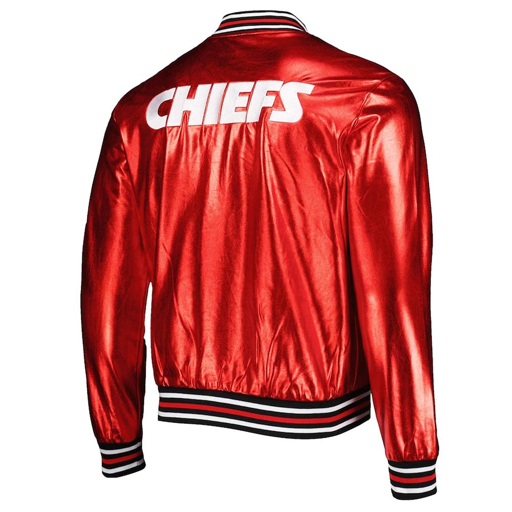 Kansas City Chiefs The Wild Collective Red Metallic Leather Jacket - Image 2