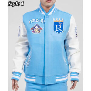 Kansas City Royals Varsity Light Blue and White Jacket