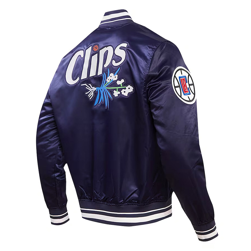 LA Clippers 2023/24 City Edition Navy Satin Jacket - Image 2