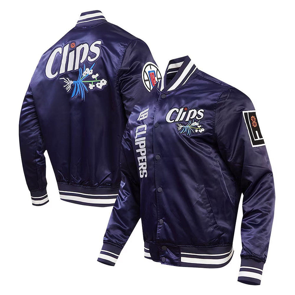 LA Clippers 2023/24 City Edition Navy Satin Jacket - Image 3