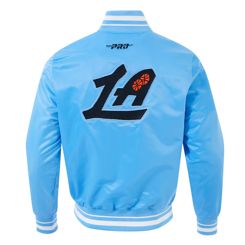 LA Clippers 2024/25 City Edition Chenille Blue Satin Jacket - Image 2