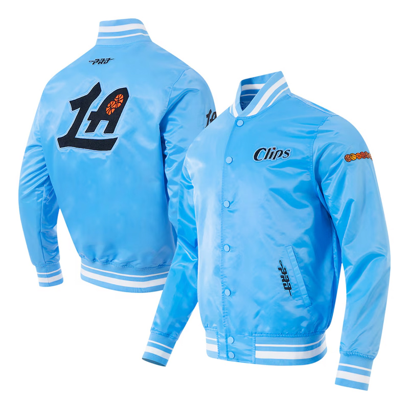 LA Clippers 2024/25 City Edition Chenille Blue Satin Jacket - Image 5