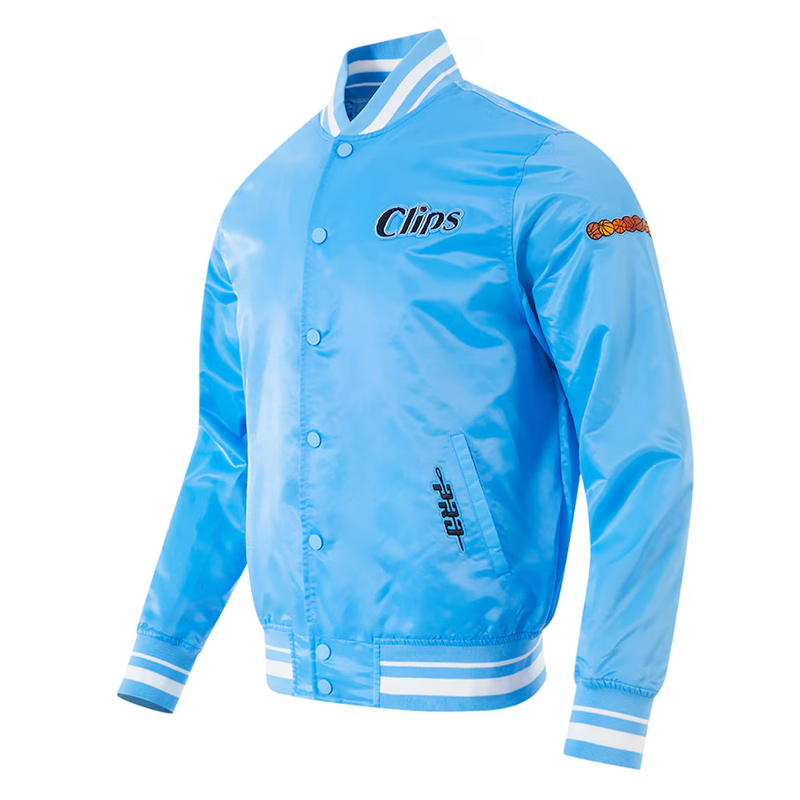 LA Clippers 2024/25 City Edition Chenille Blue Satin Jacket - Image 3
