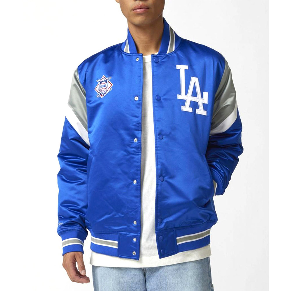 LA Dodgers Heavyweight Royal Satin Jacket - Image 3
