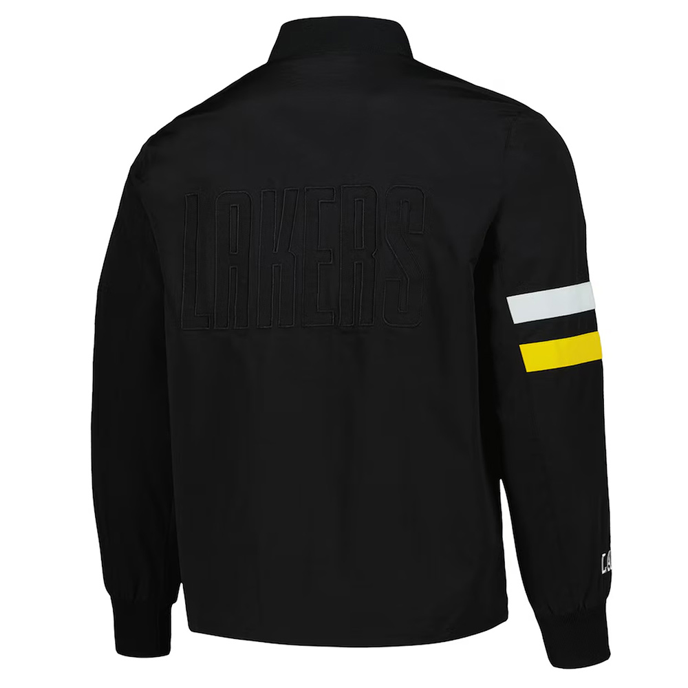LA Lakers Black Stitch Applique Bomber Jacket - Image 2