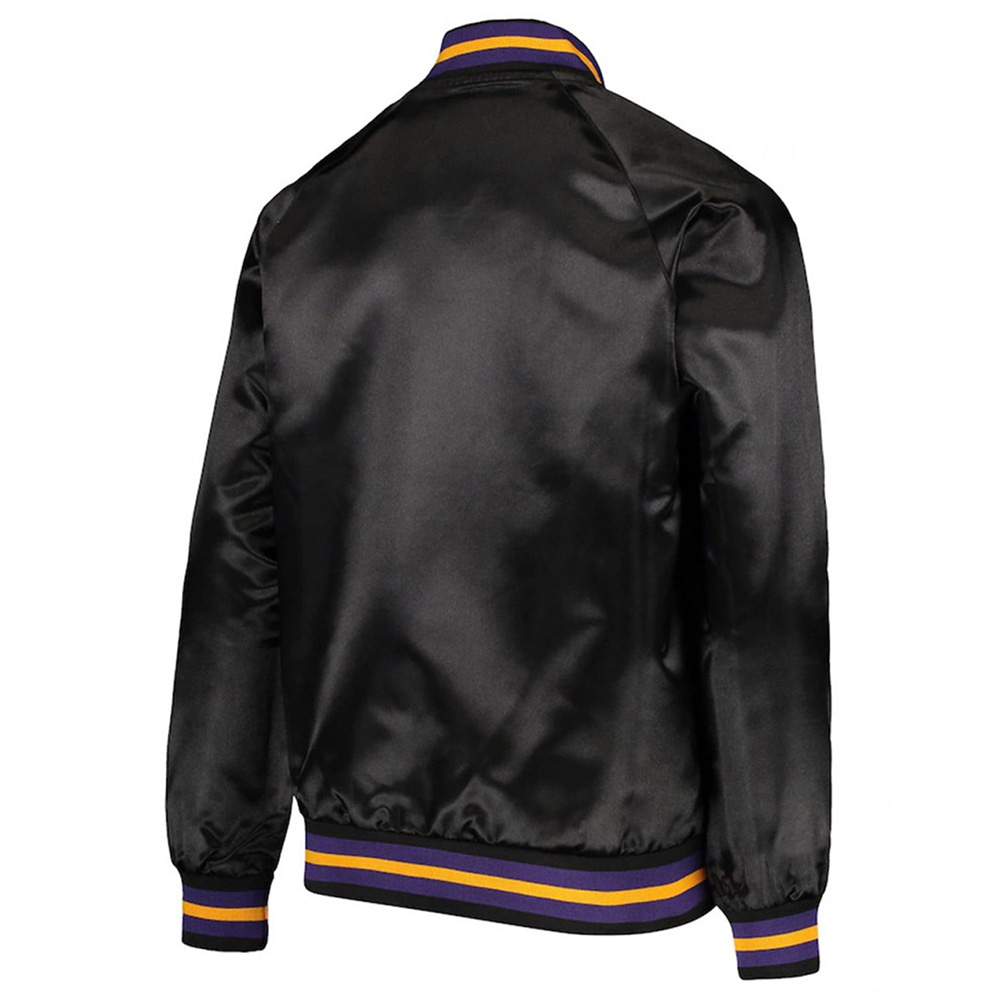 LA Lakers Lightweight Black Satin Jacket - Image 4