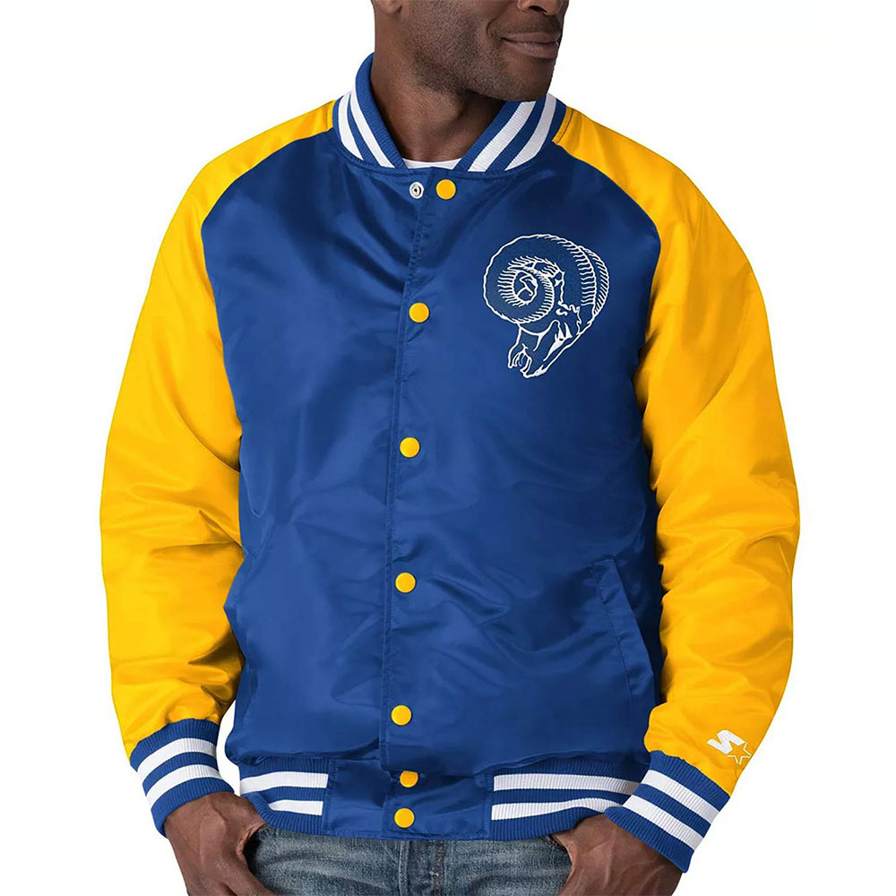 Royal/Gold LA Rams Lead-Off Satin Varsity Jacket - Image 4