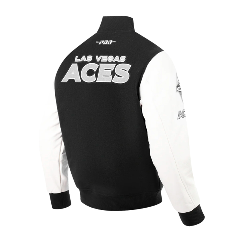 Las Vegas Aces Classic Chenille Black and White Varsity Jacket - Image 4