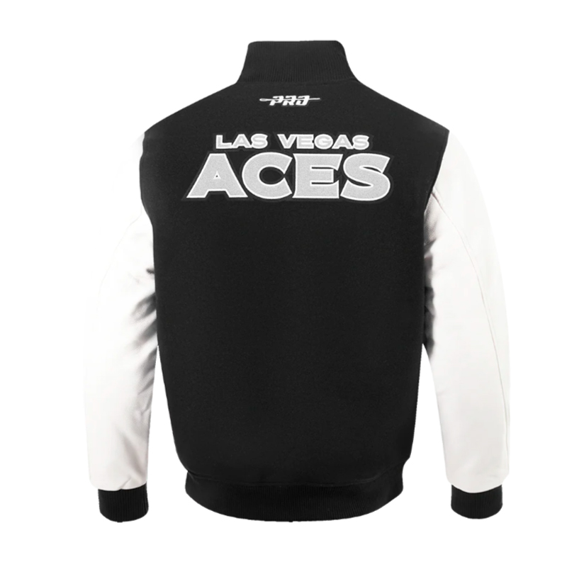 Las Vegas Aces Classic Chenille Black and White Varsity Jacket - Image 2