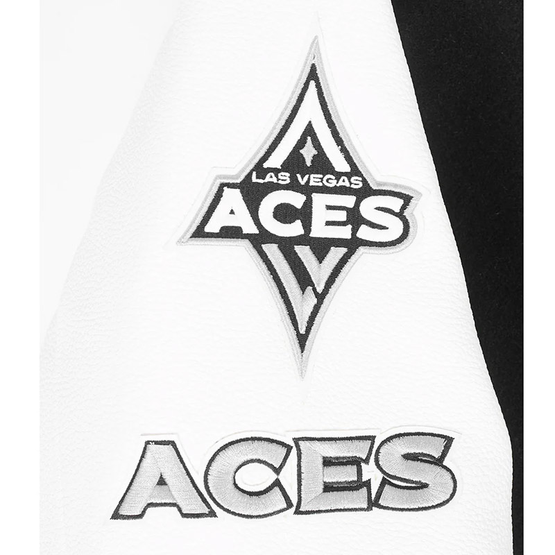Las Vegas Aces Classic Chenille Black and White Varsity Jacket - Image 8