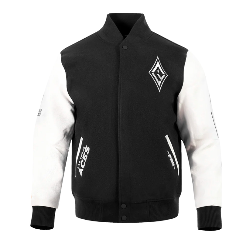 Las Vegas Aces Classic Chenille Black and White Varsity Jacket