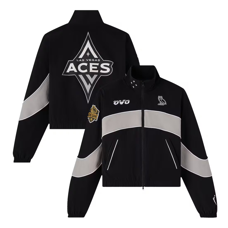Las Vegas Aces OVO Black/Silver Track Jacket - Image 3