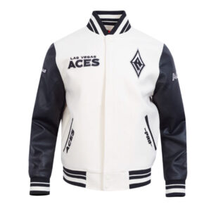 Eggshell/Black Retro Las Vegas Aces Classics Rib Varsity Jacket