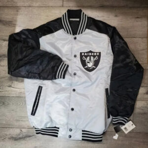 Las Vegas Raiders Black and White Satin Jacket