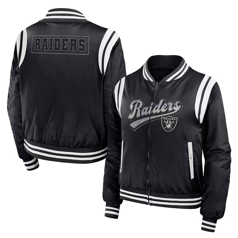 Las Vegas Raiders Black Bomber Full-Zip Jacket - Image 3