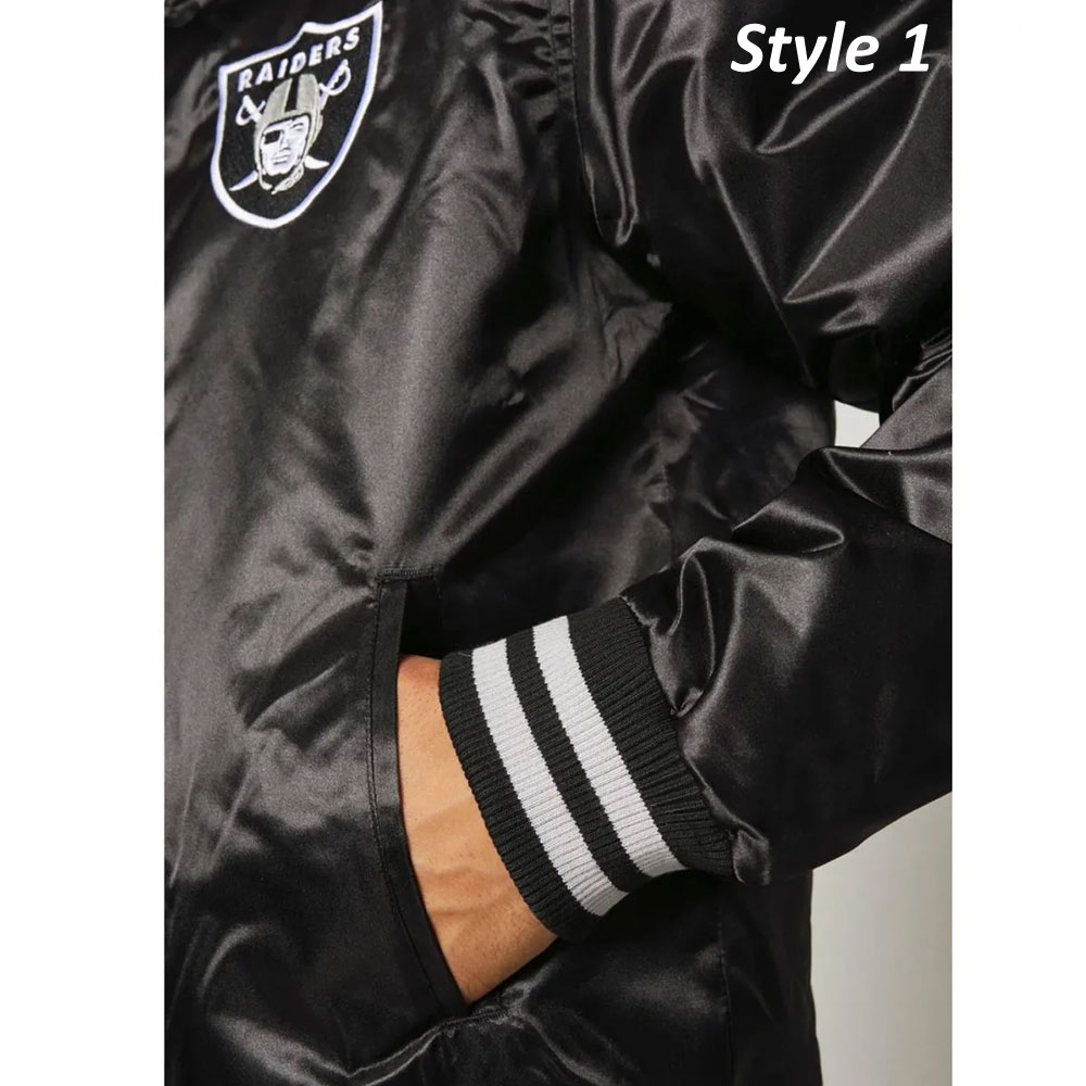 Wordmark Las Vegas Raiders Black Satin Jacket - Image 13