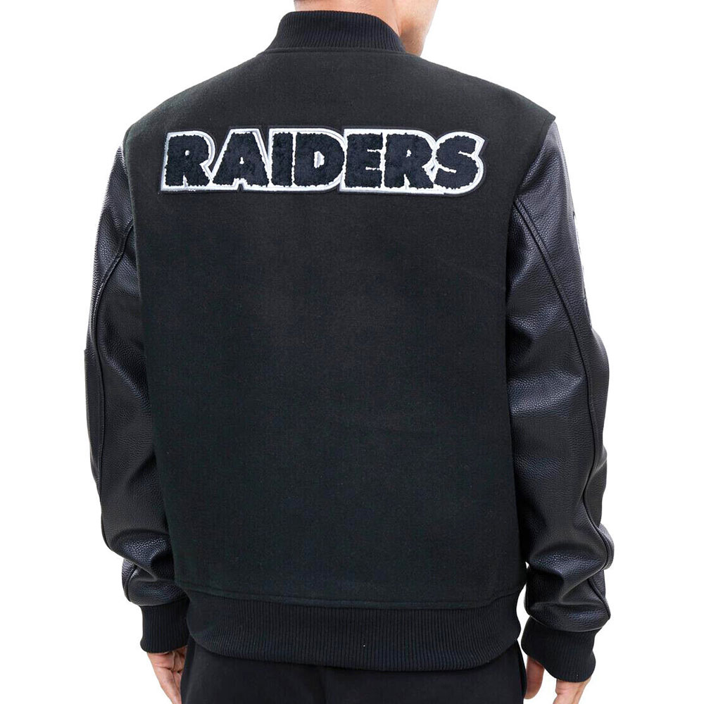 Las Vegas Raiders Logo Black Letterman Jacket - Image 4