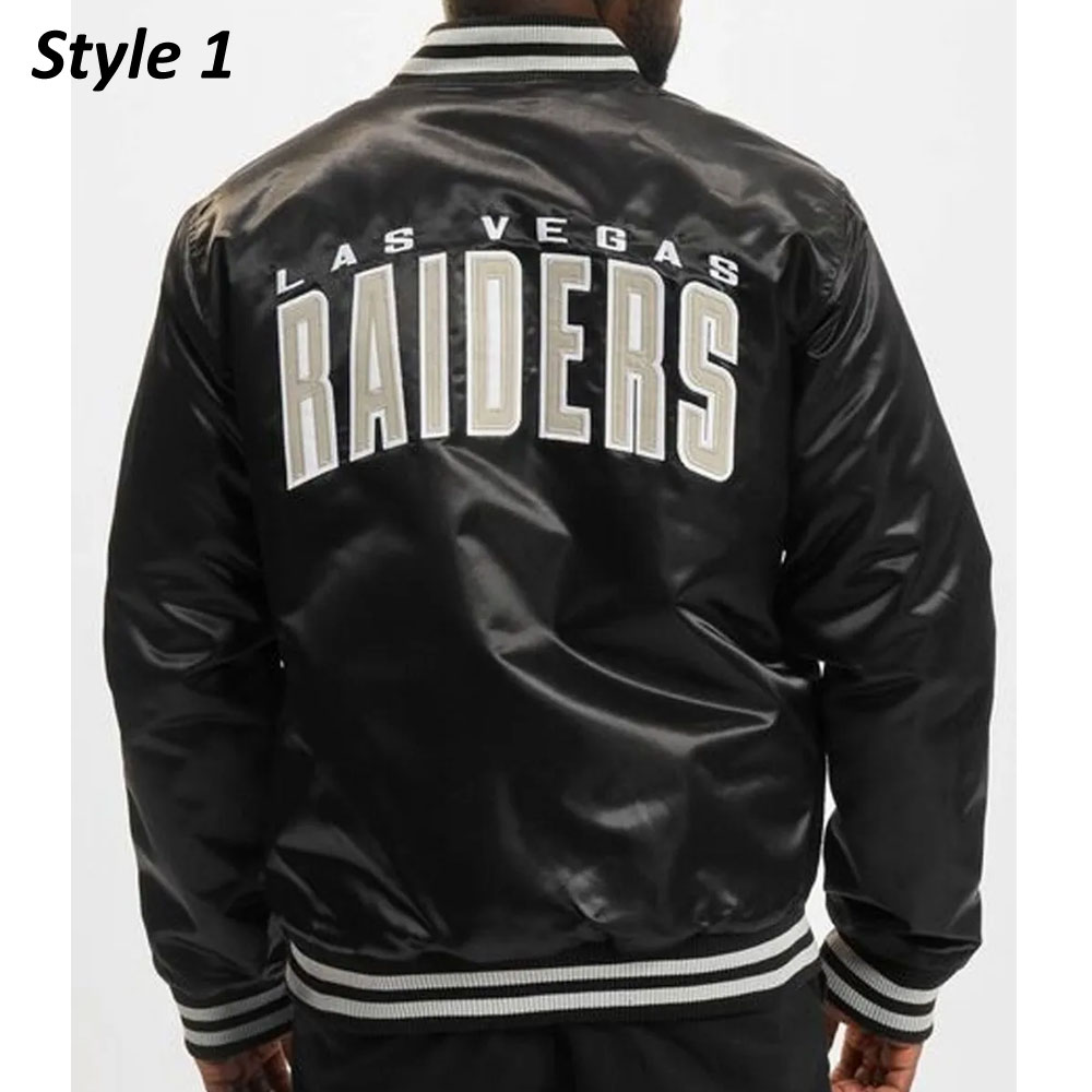 Wordmark Las Vegas Raiders Black Satin Jacket - Image 4