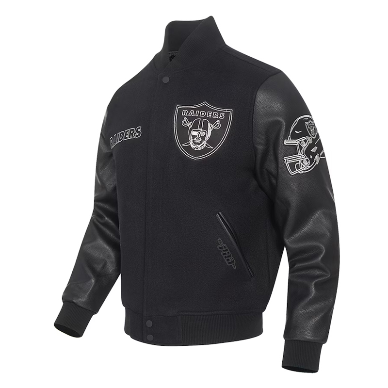 Las Vegas Raiders Full-Zip Black Varsity Jacket - Image 3