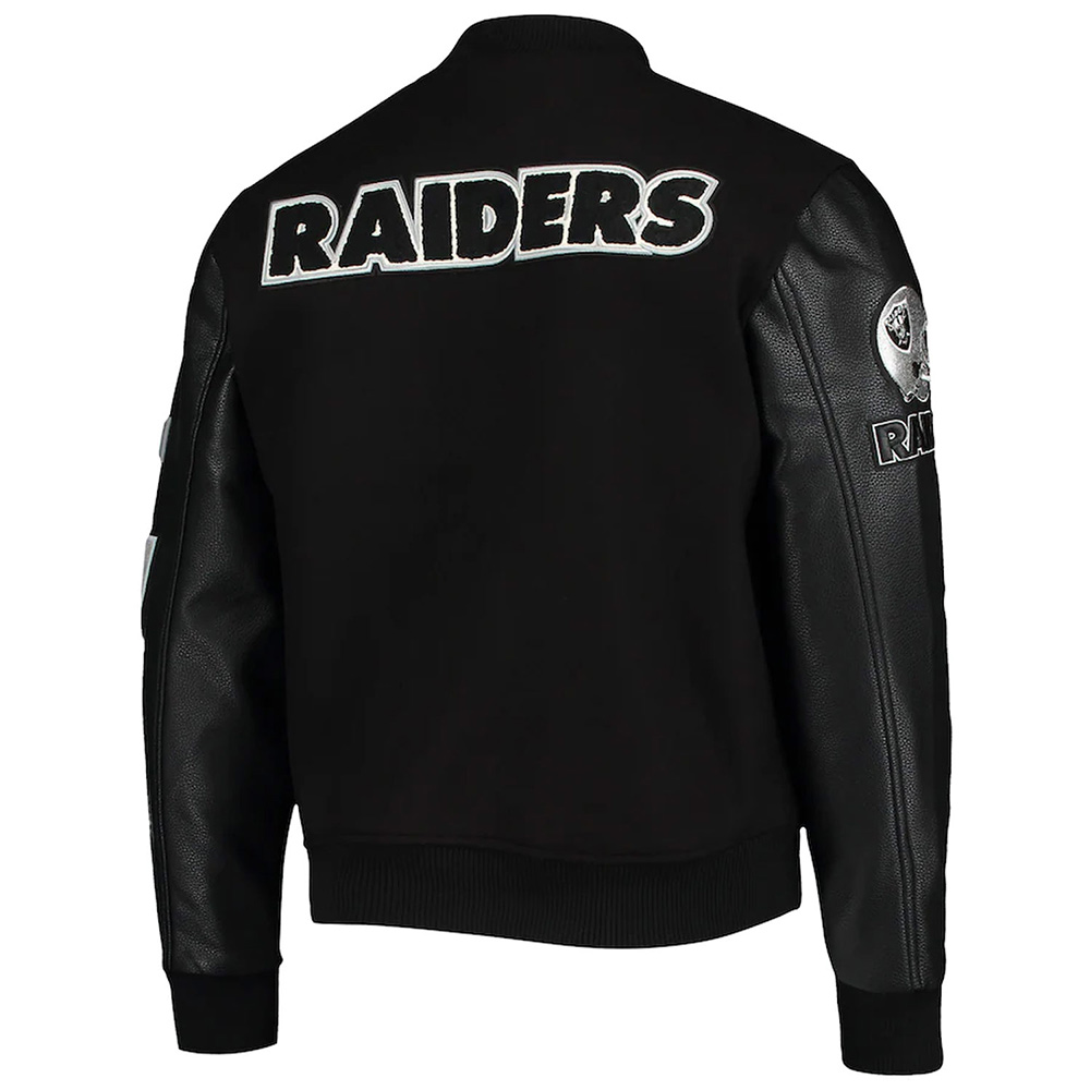 Las Vegas Raiders Logo Black Letterman Jacket - Image 2