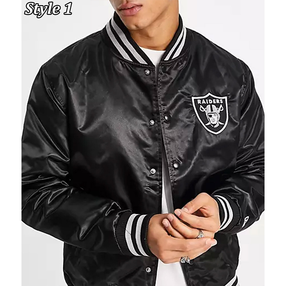 Wordmark Las Vegas Raiders Black Satin Jacket - Image 15