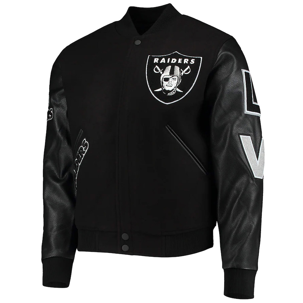 Las Vegas Raiders Logo Black Letterman Jacket