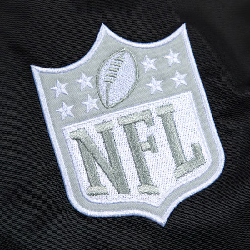 Las Vegas Raiders Gray and White Rib Bomber Black Jacket - Image 6