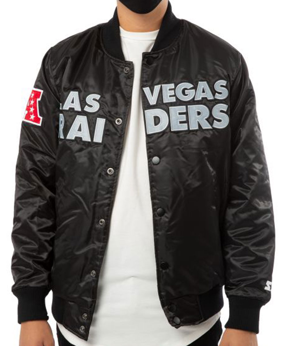 Raiders Las Vegas Back Shield Satin Jacket - Image 7