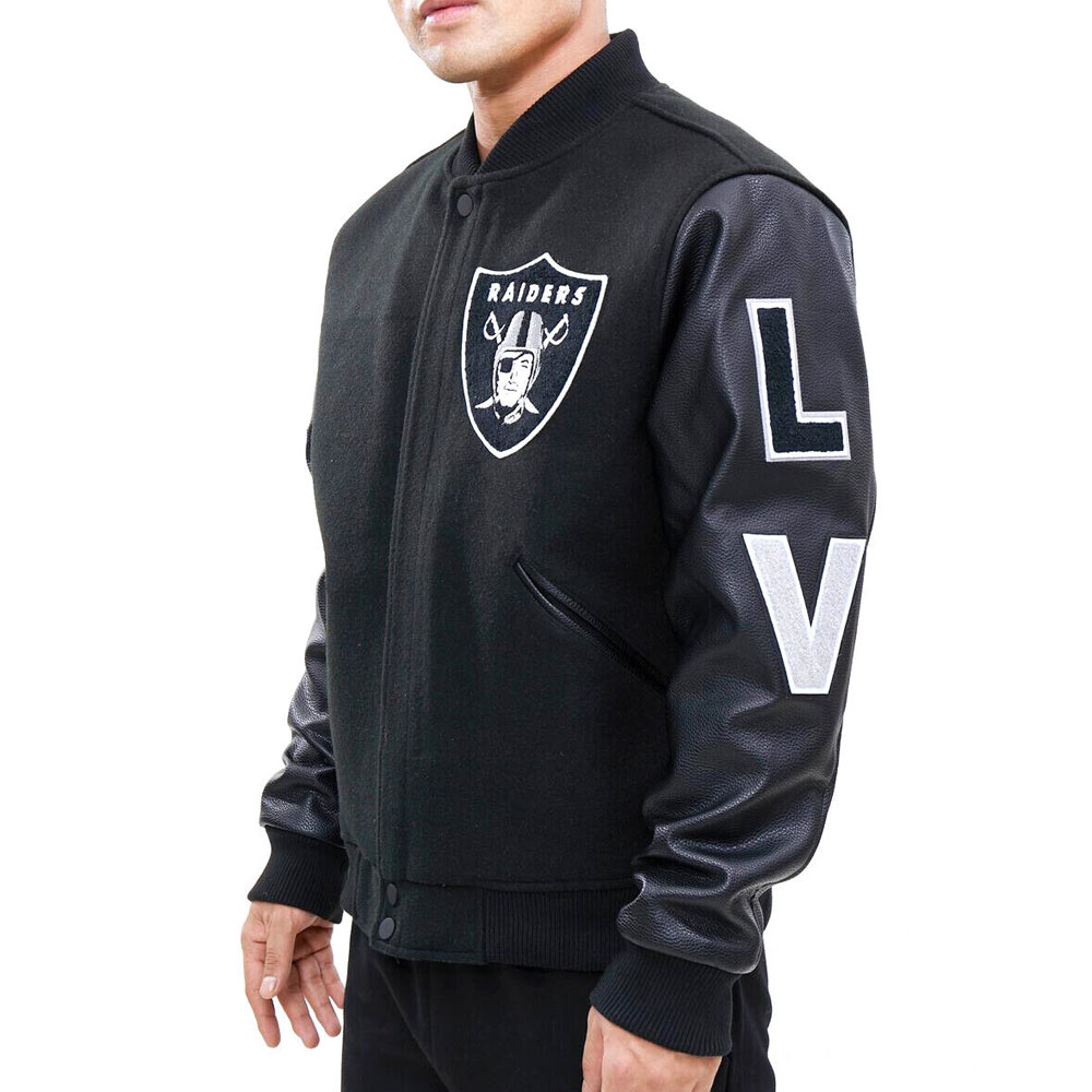 Las Vegas Raiders Logo Black Letterman Jacket - Image 6