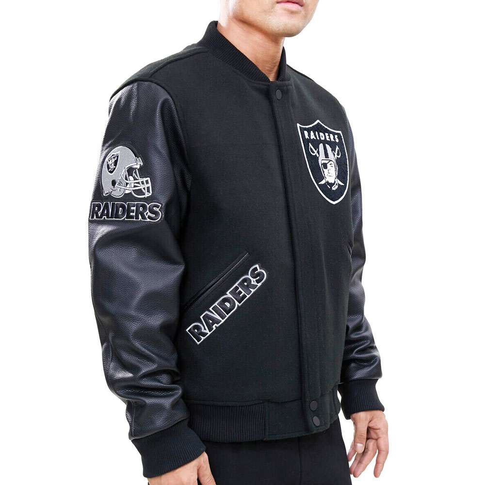 Las Vegas Raiders Logo Black Letterman Jacket - Image 5