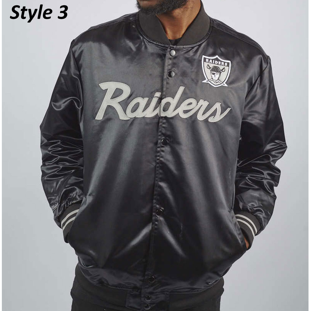 Wordmark Las Vegas Raiders Black Satin Jacket - Image 3