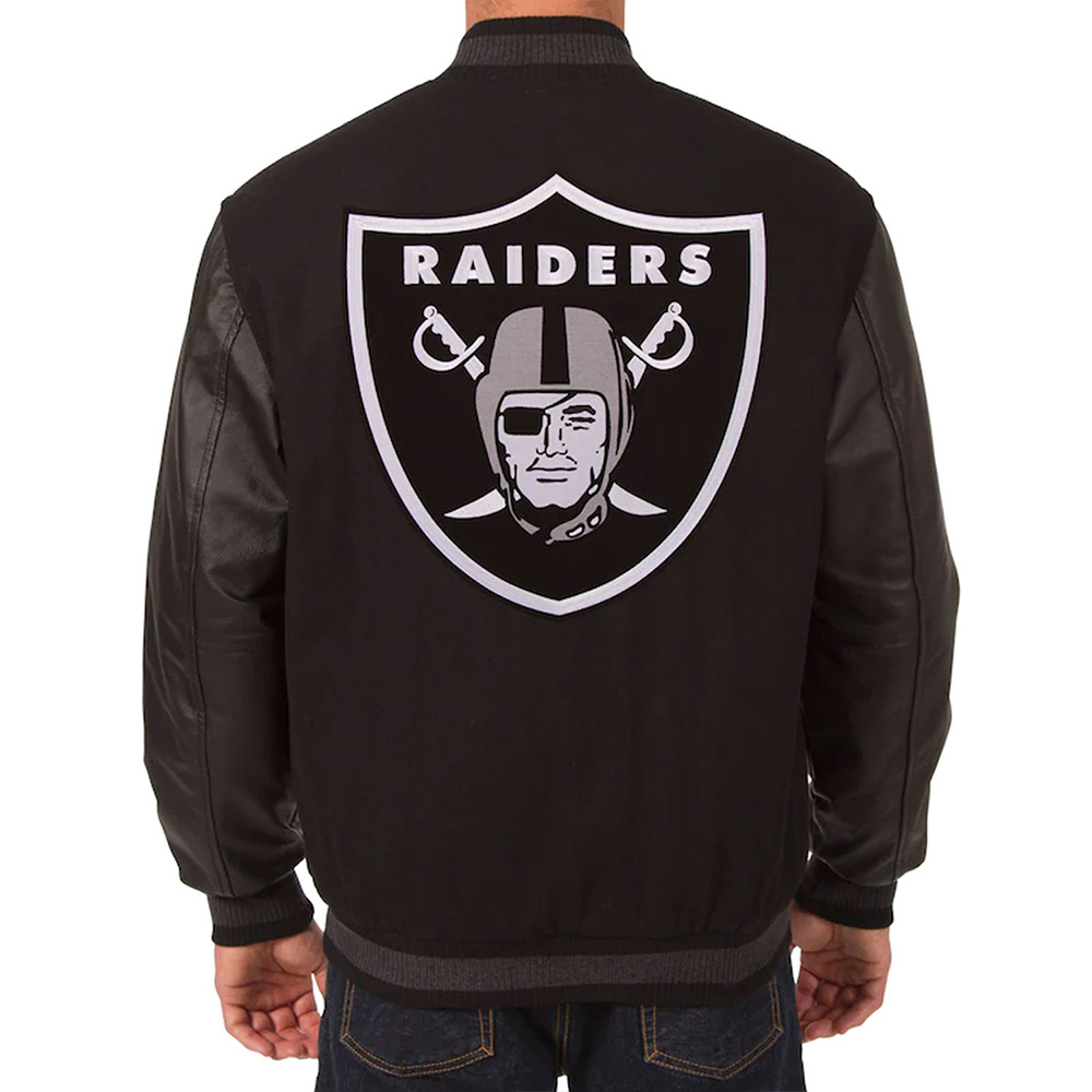 Las Vegas Raiders Embroidered Varsity Black Jacket - Image 2