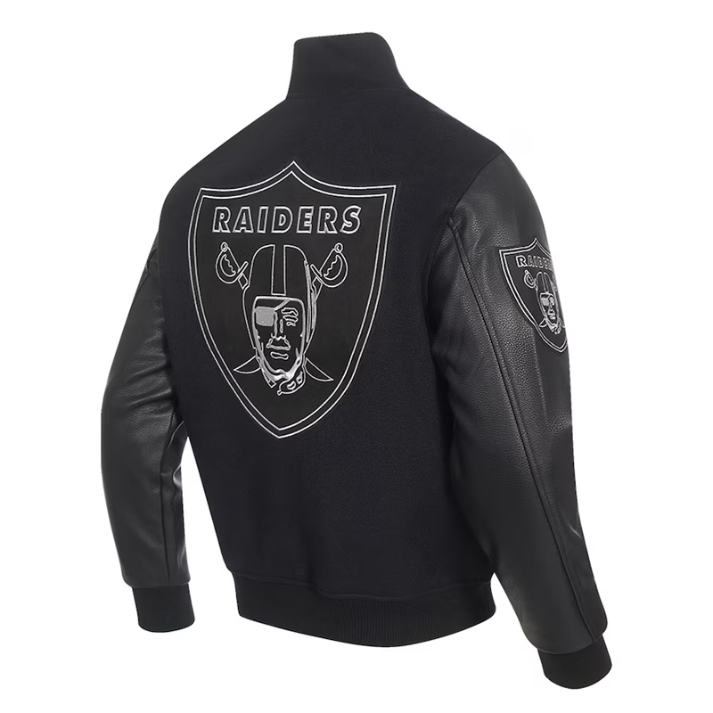 Las Vegas Raiders Full-Zip Black Varsity Jacket - Image 4