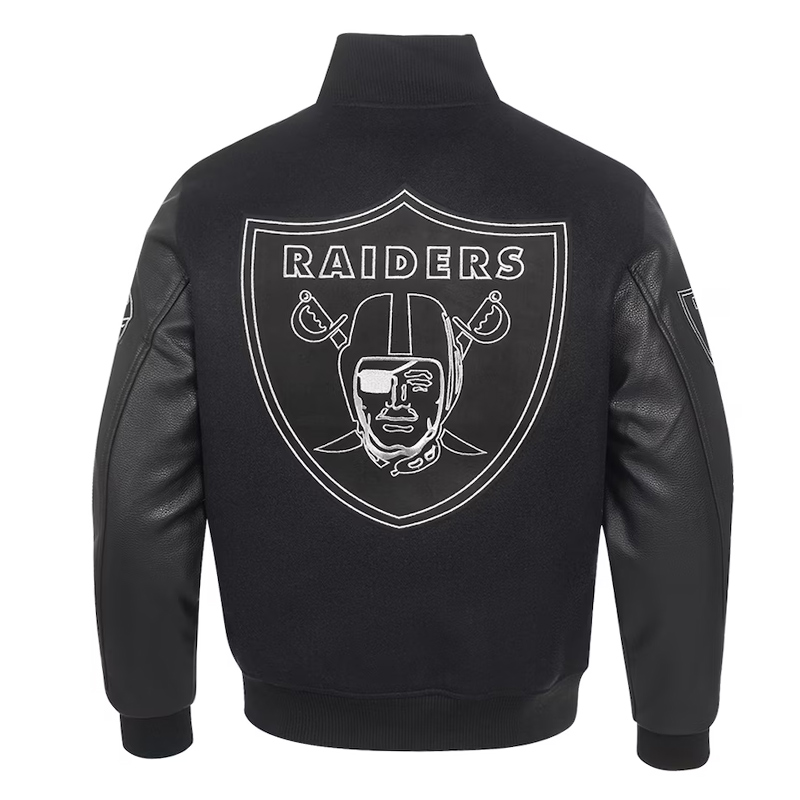 Las Vegas Raiders Full-Zip Black Varsity Jacket - Image 2