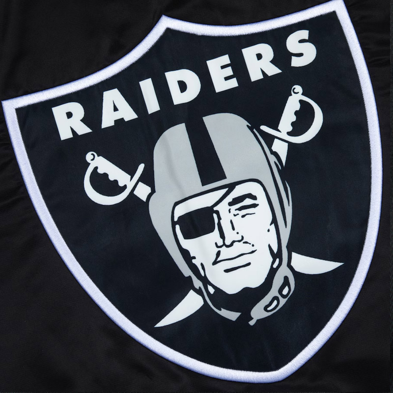 Las Vegas Raiders Gray and White Rib Bomber Black Jacket - Image 7