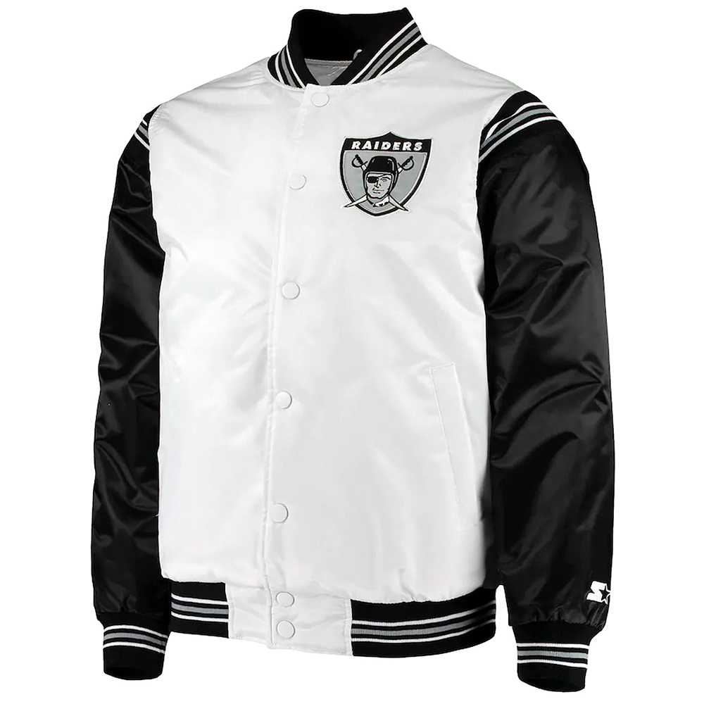 Las Vegas Raiders Historic Renegade Satin White/Black Jacket - Image 3