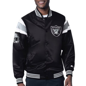 Las Vegas Raiders Midweight Black Satin Jacket