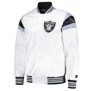 Las Vegas Raiders Midweight White Satin Jacket