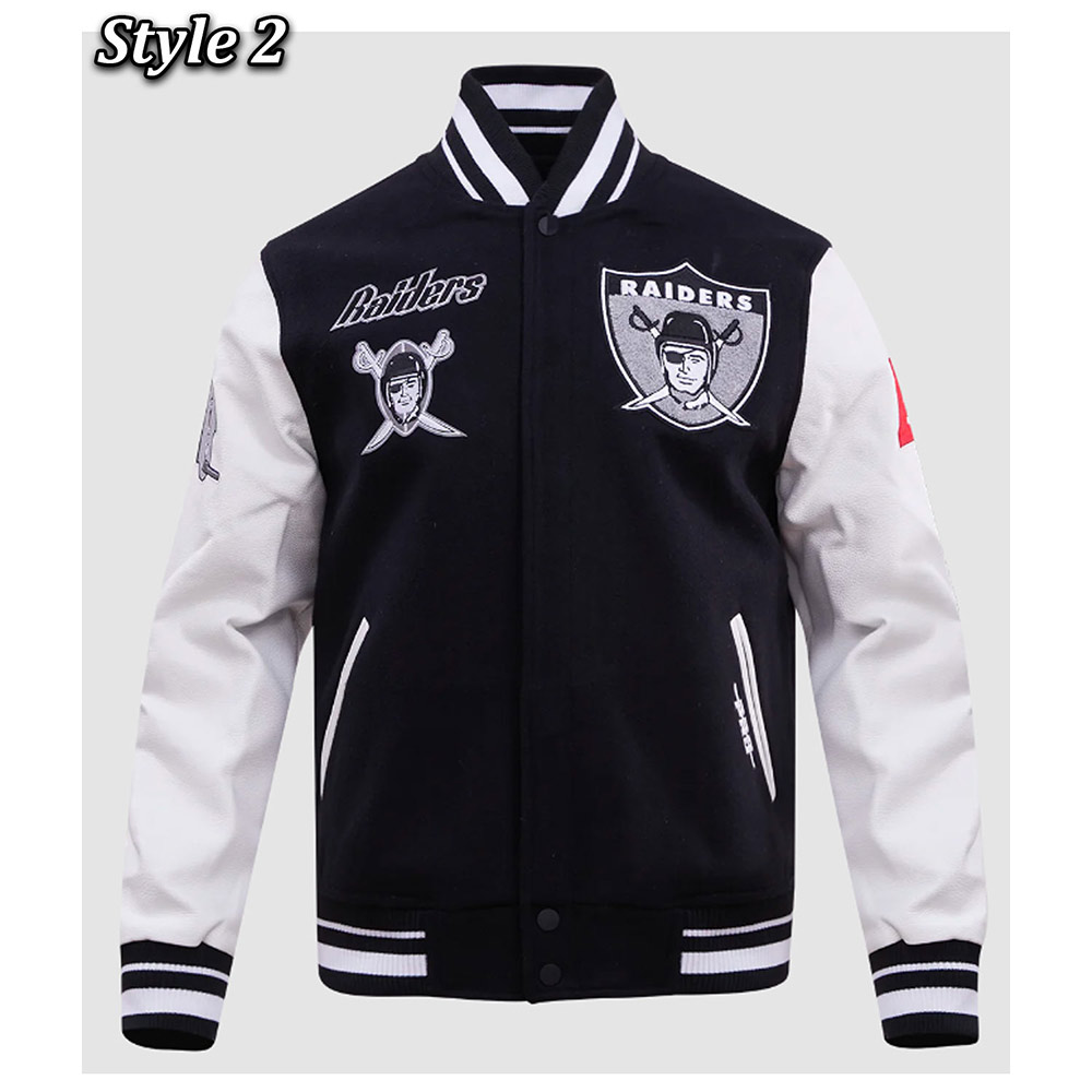 Las Vegas Raiders Retro Classic Rib Varsity Jacket - Image 2