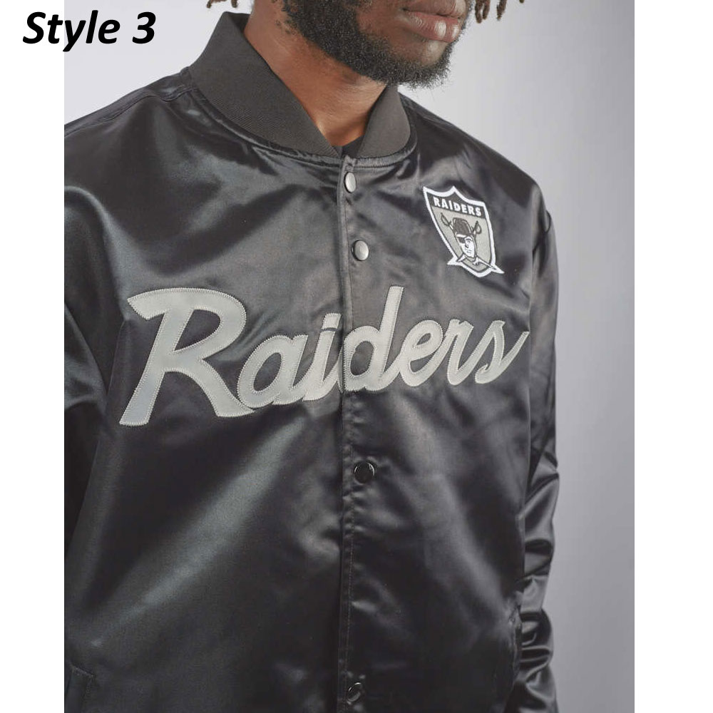 Wordmark Las Vegas Raiders Black Satin Jacket - Image 14