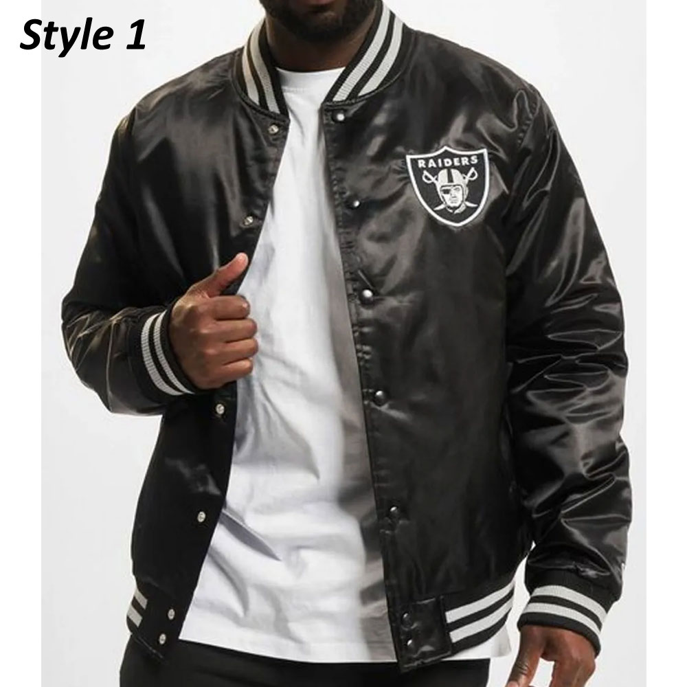 Wordmark Las Vegas Raiders Black Satin Jacket - Image 7
