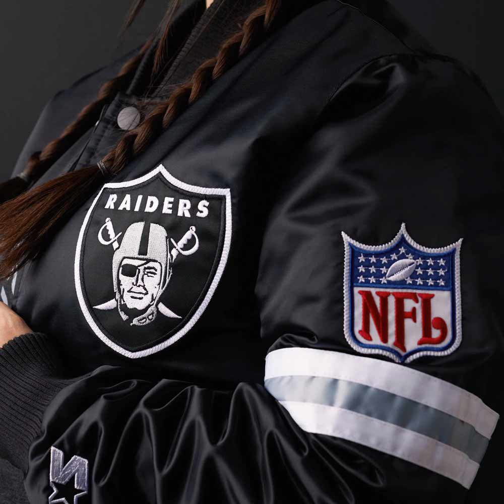 Striped Las Vegas Raiders Black Satin Jacket - Image 4