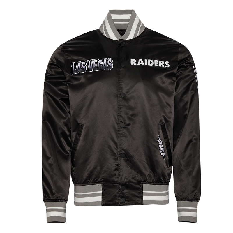 Las Vegas Raiders Turn It Up M Classic Rib Black Satin Jacket