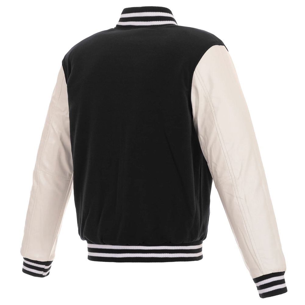 Las Vegas Raiders Varsity Black and White Jacket - Image 2