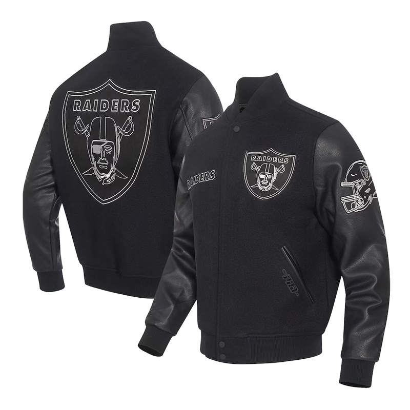 Las Vegas Raiders Full-Zip Black Varsity Jacket - Image 5