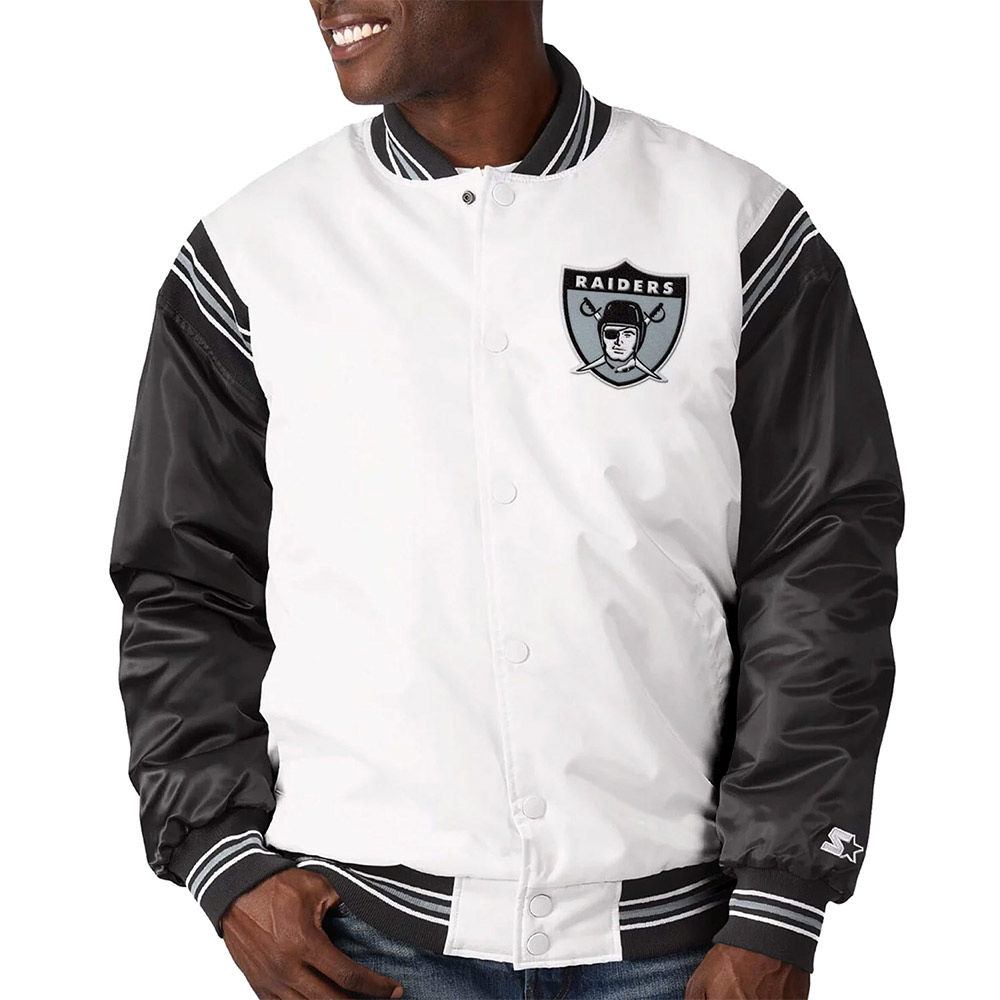 Las Vegas Raiders Historic Renegade Satin White/Black Jacket