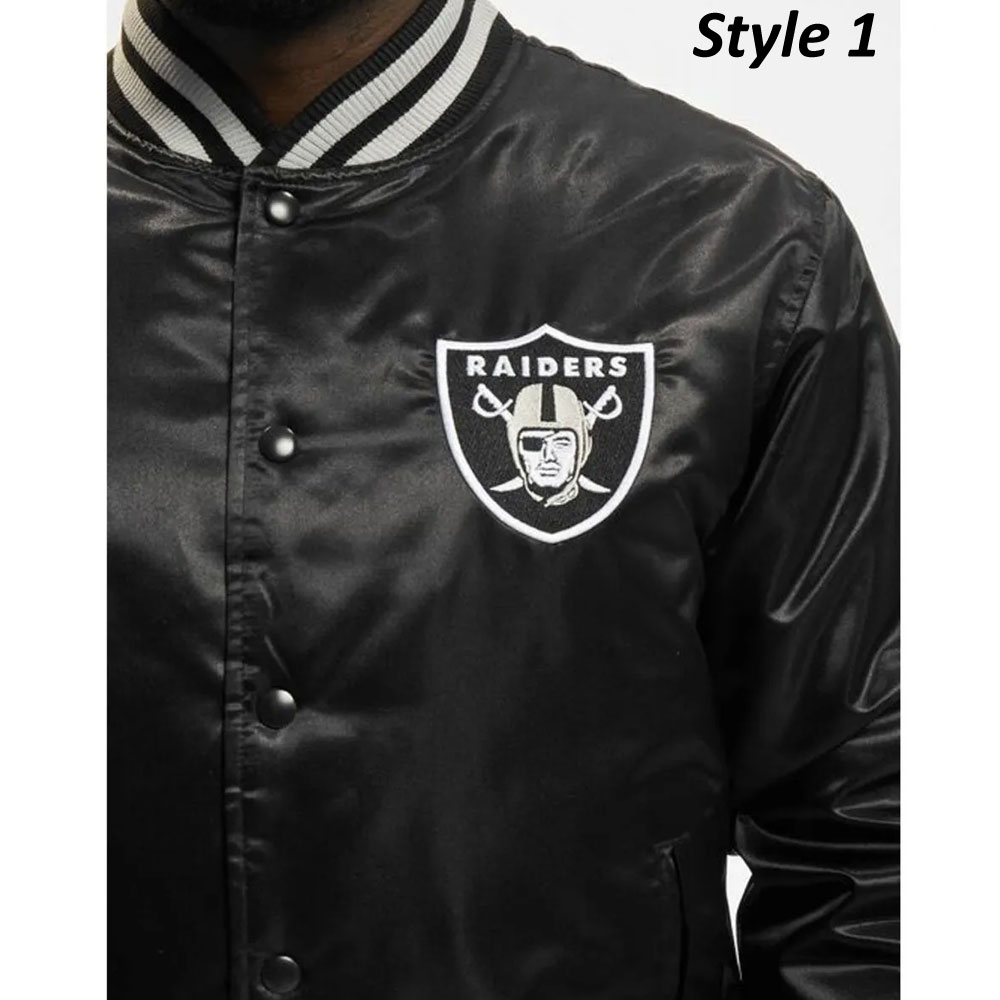 Wordmark Las Vegas Raiders Black Satin Jacket - Image 18