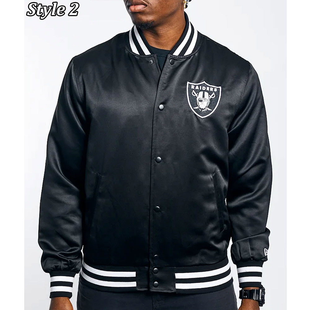 Wordmark Las Vegas Raiders Black Satin Jacket - Image 2