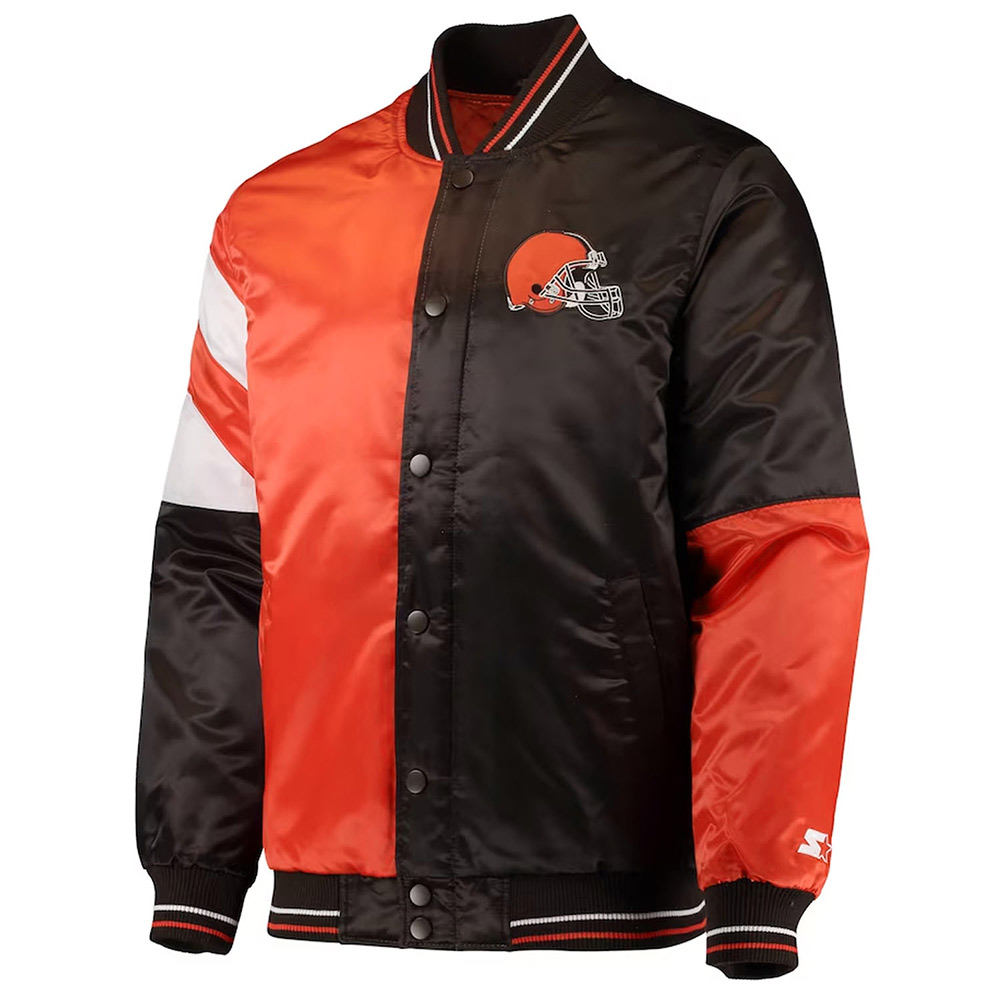 Cleveland Browns Leader Varsity Brown/Orange Satin Jacket