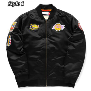 LA Lakers Bomber Black Lightweight Satin Jacket
